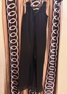 Elegant Black Sheer Overlay Dress