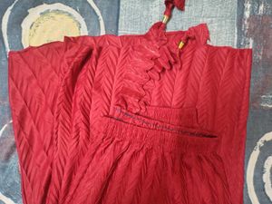 Red Palazzo Pants with Tie-Up Detail