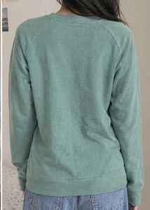 Cute Green Sweatshirt with Bag Appliques