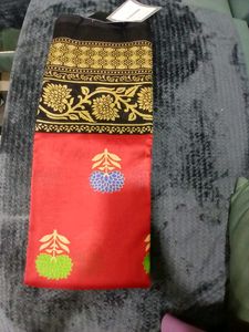 Red & Black Floral Handloom Saree