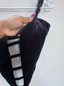 Black Velvet Cut-out Bodysuit