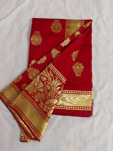 Stunning Red &amp; Gold Banarasi Silk Saree