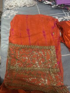 Stunning Orange Embroidered Kurta Set