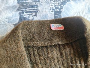 Olive Green Knit Cardigan with Flower Detail