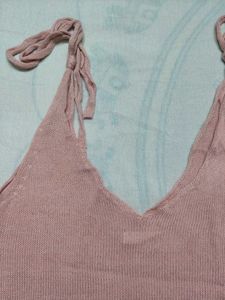 Pink Tie-Strap Knit Top