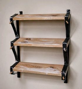 Rustic Wooden Tiered Shelf pick up 3