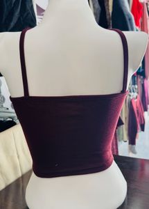 Burgundy Ribbed Halter Crop Top