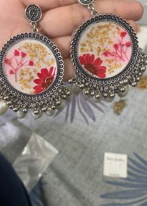 Floral White Jhumka Earrings