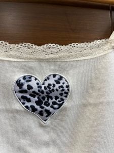 White Cami Top with Heart Detail