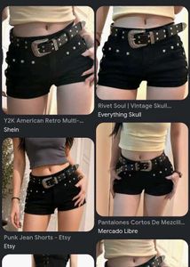 Black skull grunge Denim Shorts