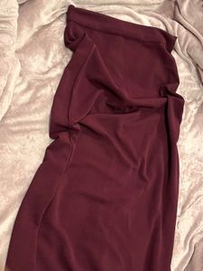 Burgundy Tie Strap Corset Top with slit skirt