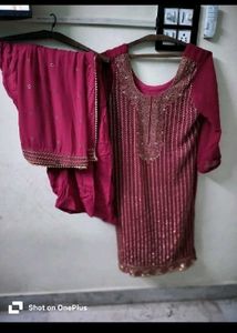 Maroon Embroidered Salwar Suit