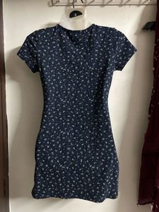 Navy Floral Print Wrap Dress
