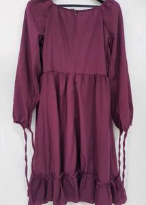 Chic and Elegant Maroon Fit &amp; Flare Midi