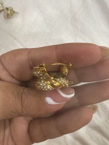 Gold Hoop Earrings with Crystals