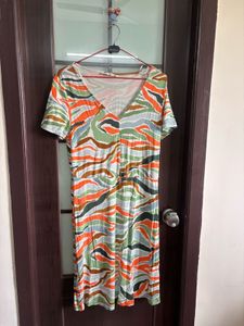Colorful Abstract Print Midi Dress