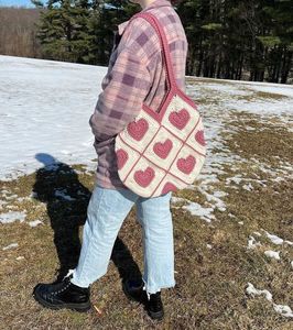 Handmade Crochet Heart Tote Bag