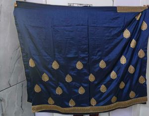Elegant Blue Gold Embroidered Silk Saree
