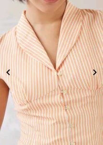 Orange Striped Button-Up Top