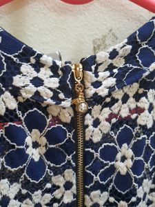 Blue And White Embroidered Halter Neck padded Min