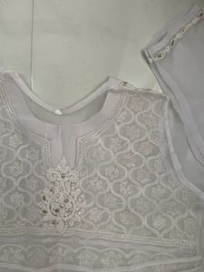 White Chikan-Gota Kurta