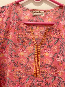 Pink Floral Print Kurta