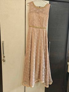 Elegant Peach Lace Ethnic Gown
