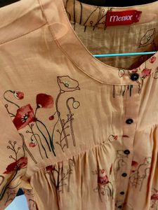 Orange Printed A-Line Top | Flowy Kurti Style