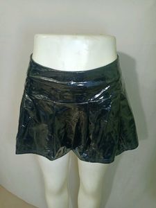 Shein Shiny Black Pleated Mini Skirt Size L
