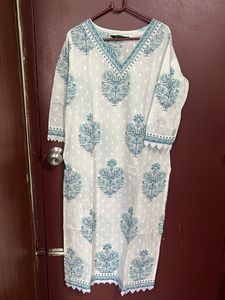 White Kurta Set With Dupatta For Sale