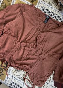 Stylish Ruched Brown Top