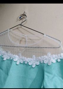 Aqua Blue Off-Shoulder Top with Lace Detail