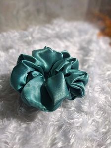 Teal Satin Scrunchie
