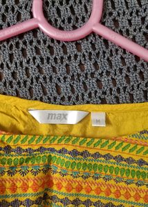 Yellow Top w Colourful Embroidery