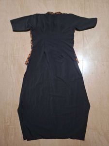 Black Designer Kurta with Golden Print Coty Style