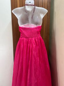 Stunning Pink Halter Neck Dress