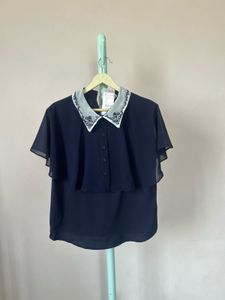 Elegant Navy Blue Layered Top