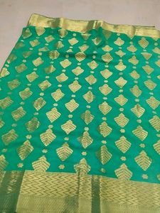 Green & Gold Patterned Saree