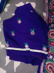 Embroidered Royal Blue Saree