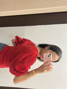 Puff Sleeve Red Top