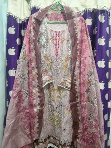 Beautiful Pink Floral Kurta Set with Dupatta