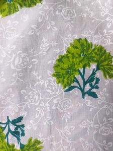 Elegant White Kurta with Green Print