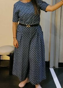 Stylish Blue Printed Jumpsuit