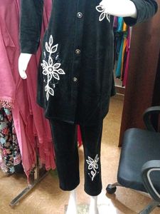 Party Wear Elegant Black Embroidered coord Set