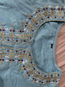 Embroidered Sky Blue Kurta