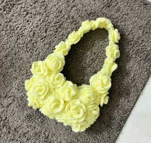 Crocheted Rose Shoulder Bag