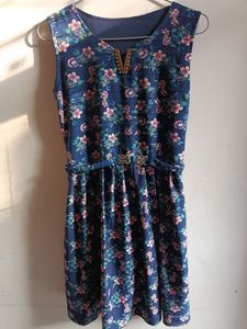 Sleeve Less Navy Blue Dress