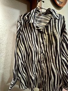 Zebra Print Button-Down Shirt
