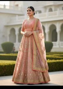 Elegant Peach Embroidered Lehenga Choli