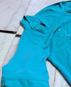 turquoise blue long flared skirt &amp; matching shirt